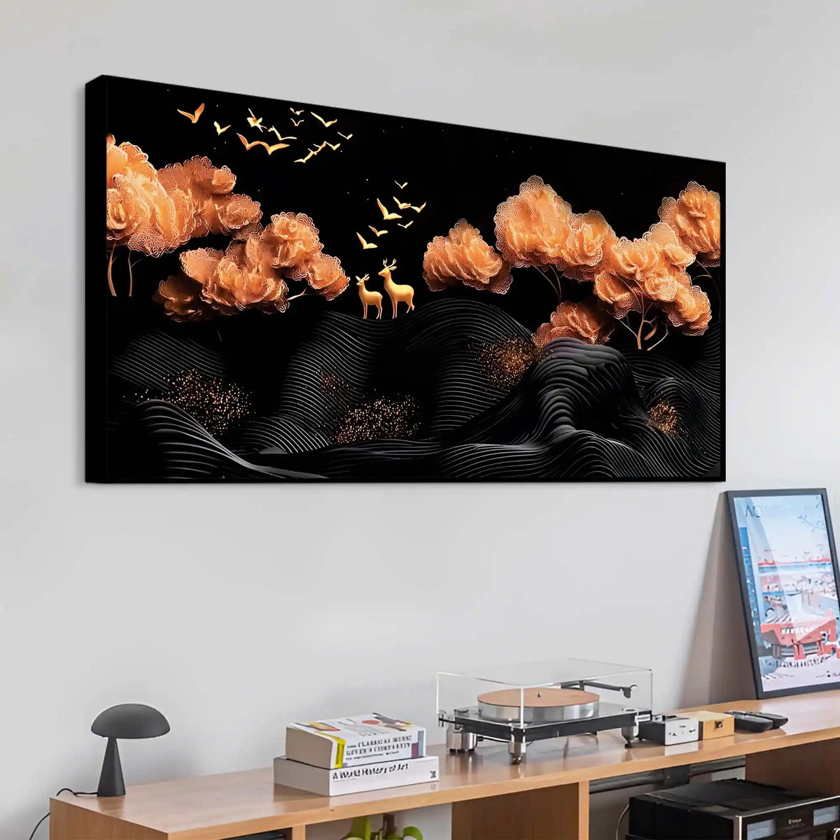 Designer Abstract Deer Canvas Wall Painting for Home Decor