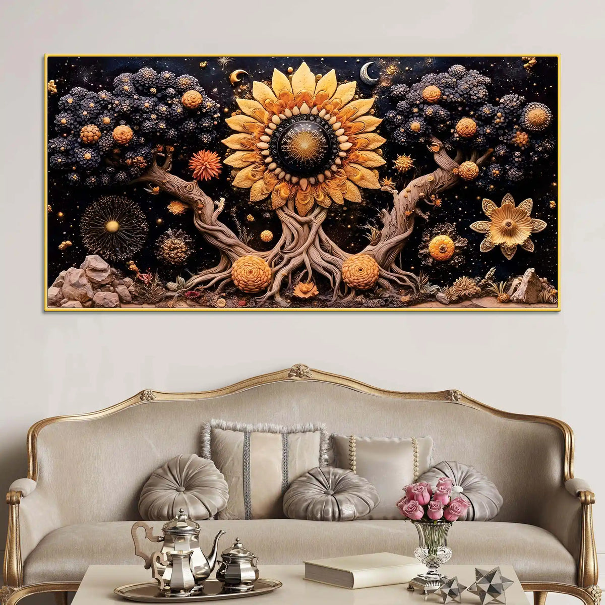 Designer Abstract Floral Canvas Wall Painting for Home Decor