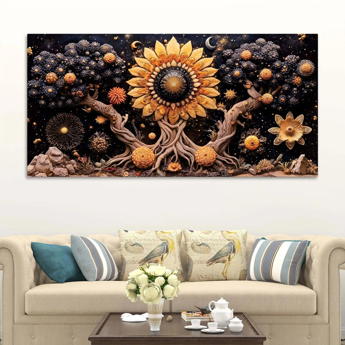 Designer Abstract Floral Canvas Wall Painting for Home Decor