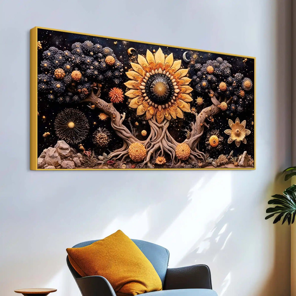 Designer Abstract Floral Canvas Wall Painting for Home Decor