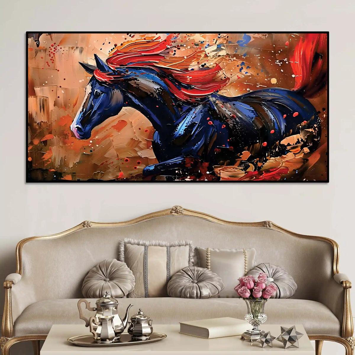 Designer Abstract Horse Canvas Wall Painting for Décor