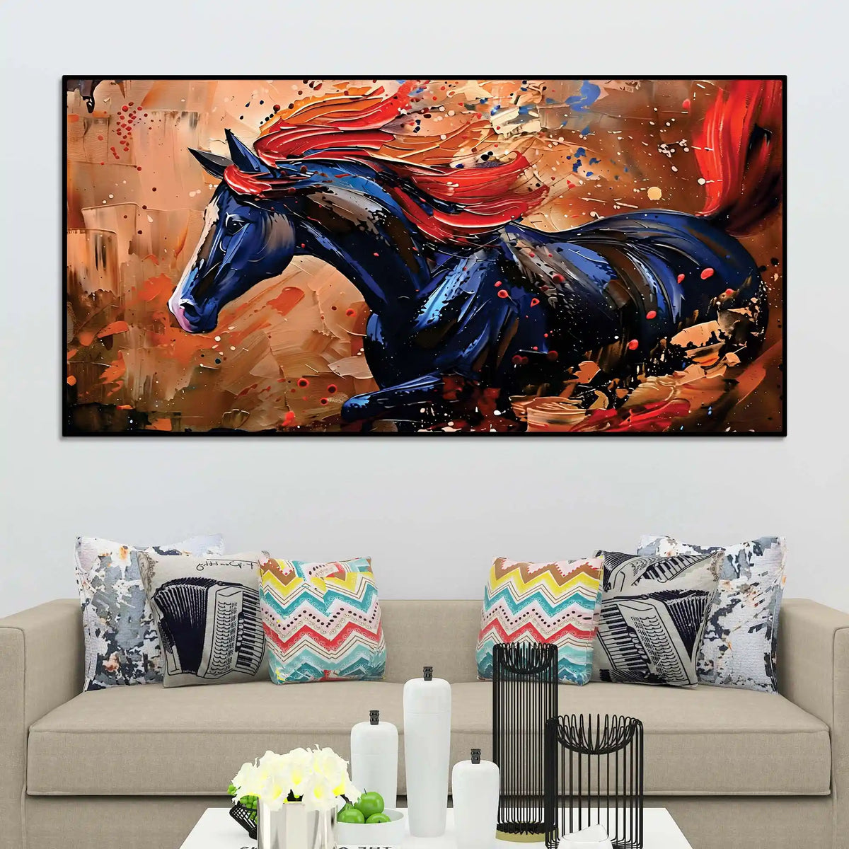 Designer Abstract Horse Canvas Wall Painting for Décor