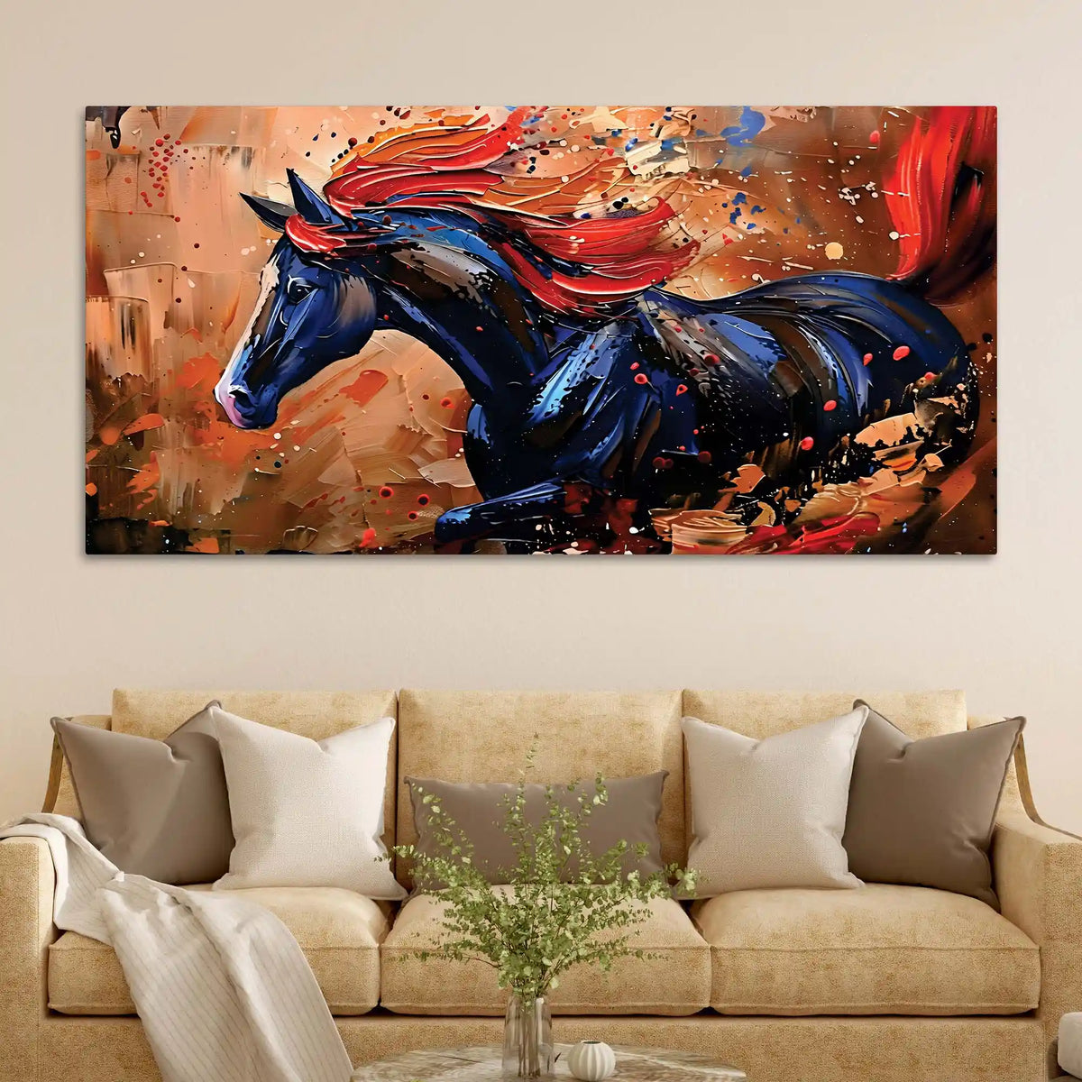 Designer Abstract Horse Canvas Wall Painting for Décor