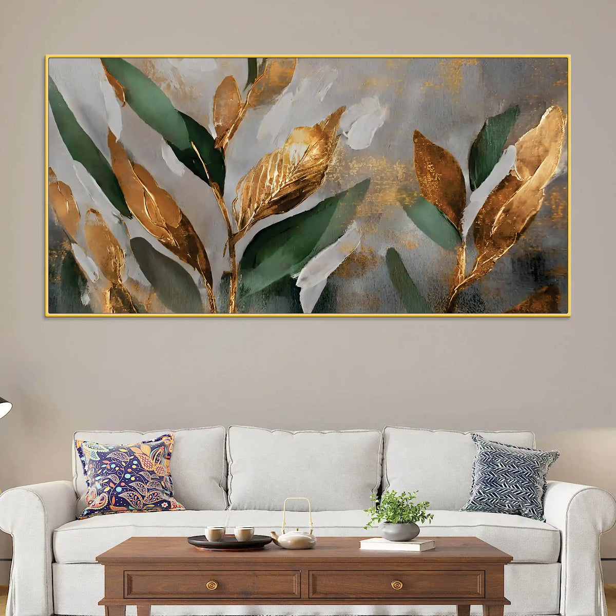 Designer Abstract Leaf Texture Wall Canvas Painting for Interiors