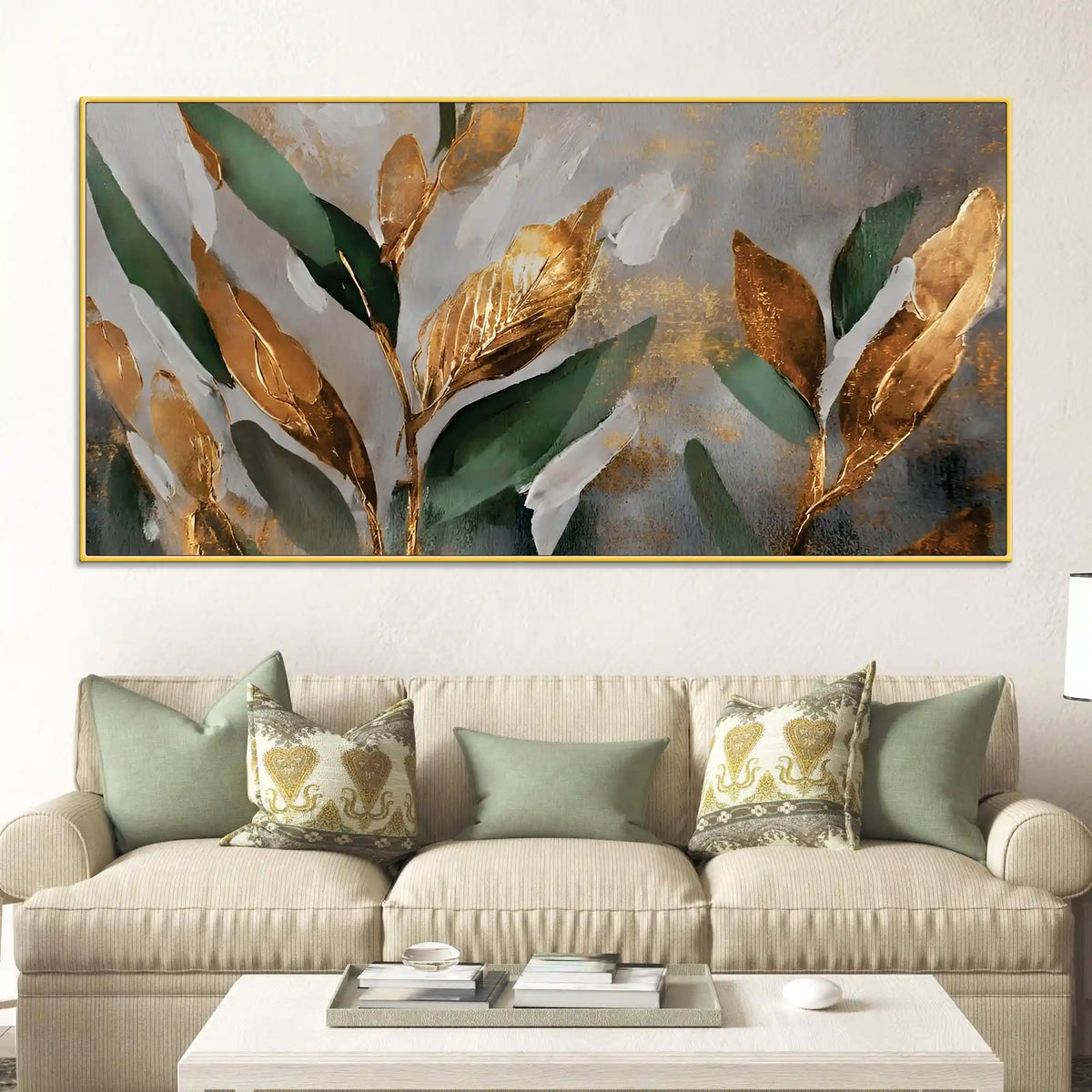 Designer Abstract Leaf Texture Wall Canvas Painting for Interiors