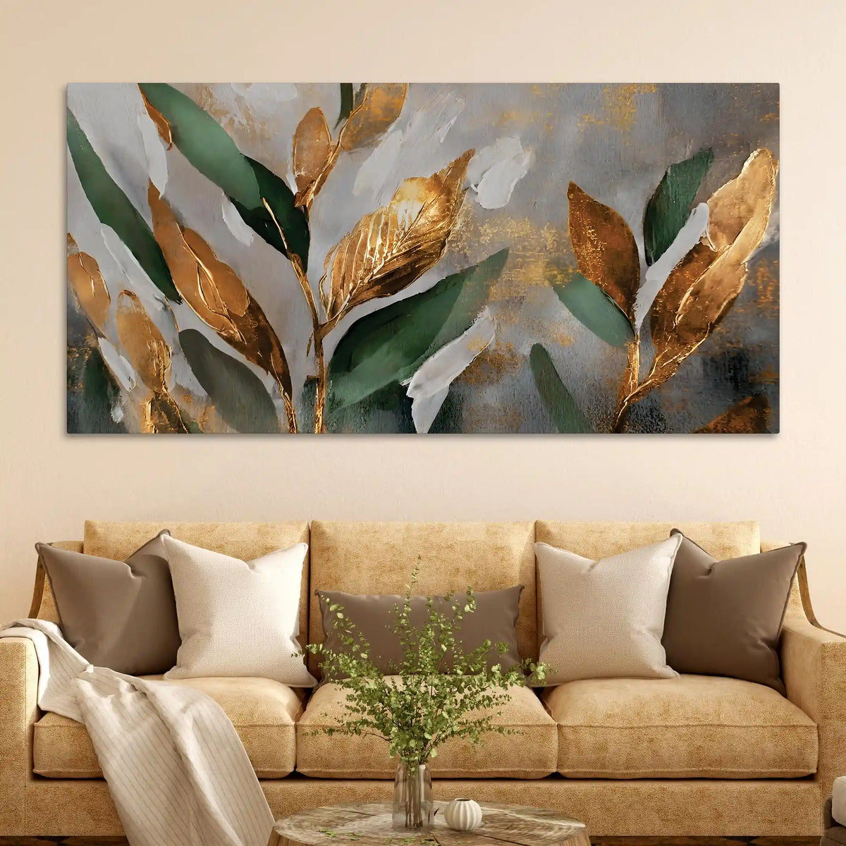 Designer Abstract Leaf Texture Wall Canvas Painting for Interiors