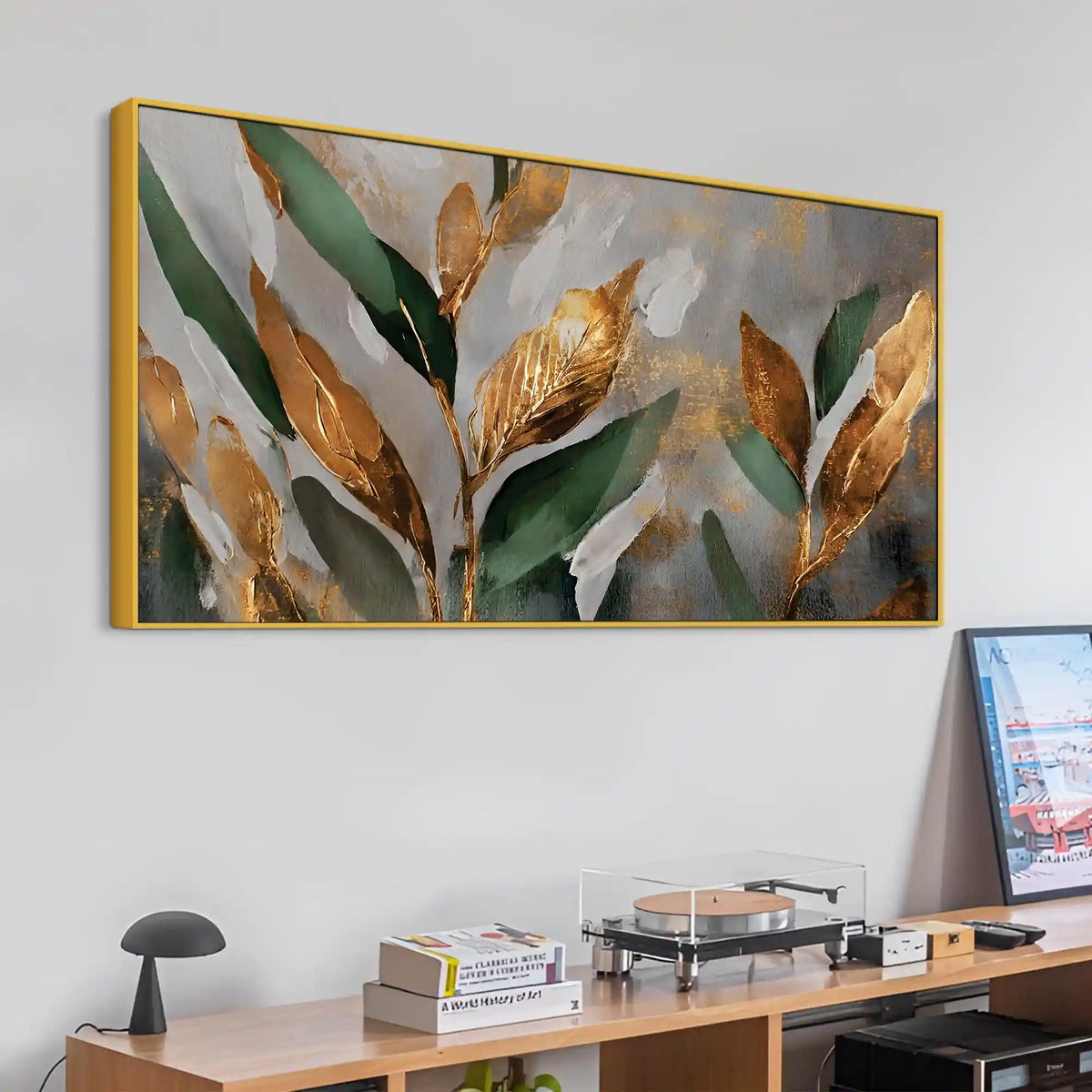 Designer Abstract Leaf Texture Wall Canvas Painting for Interiors