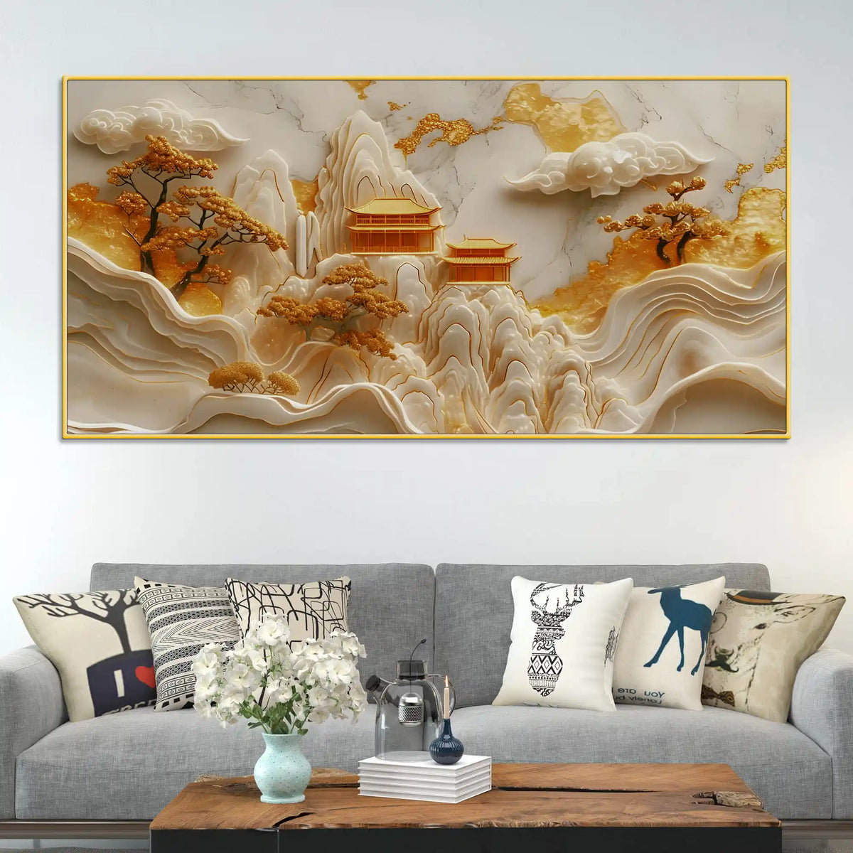 Designer Abstract Mountain Canvas Painting for Home Décor