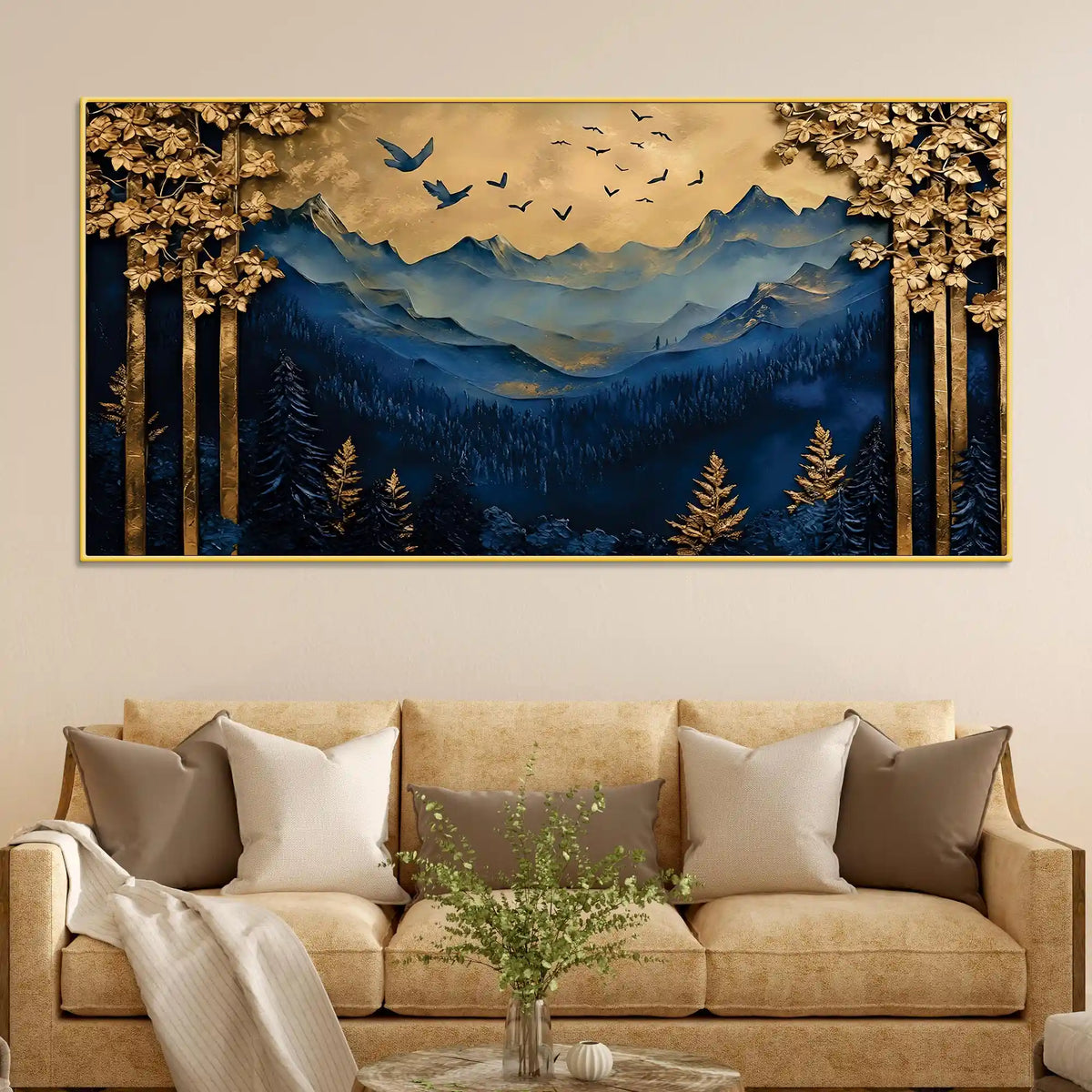 Designer Abstract Mountain Canvas Wall Painting for Modern Décor