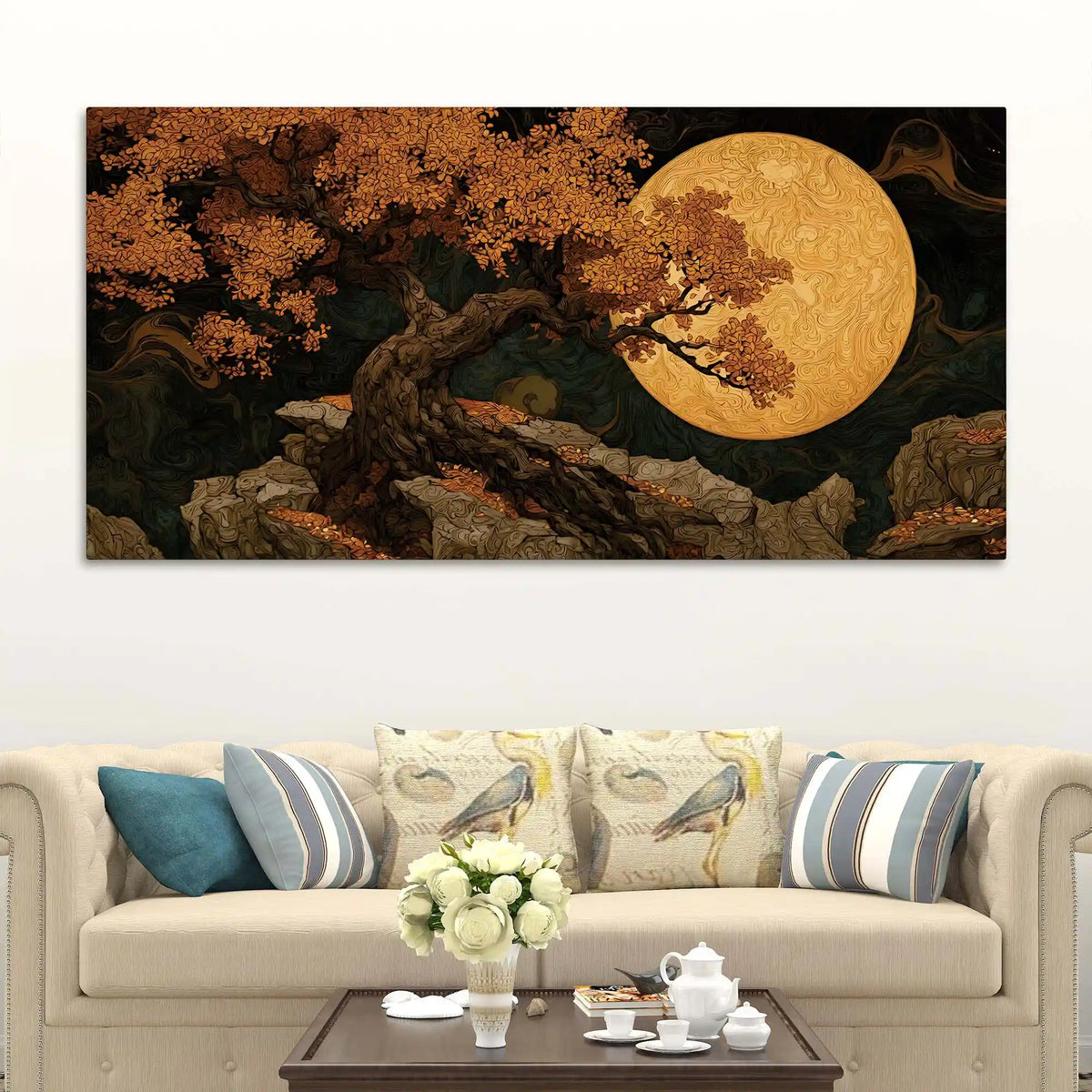 Designer Abstract Tree Canvas Wall Art Painting for Home Decor