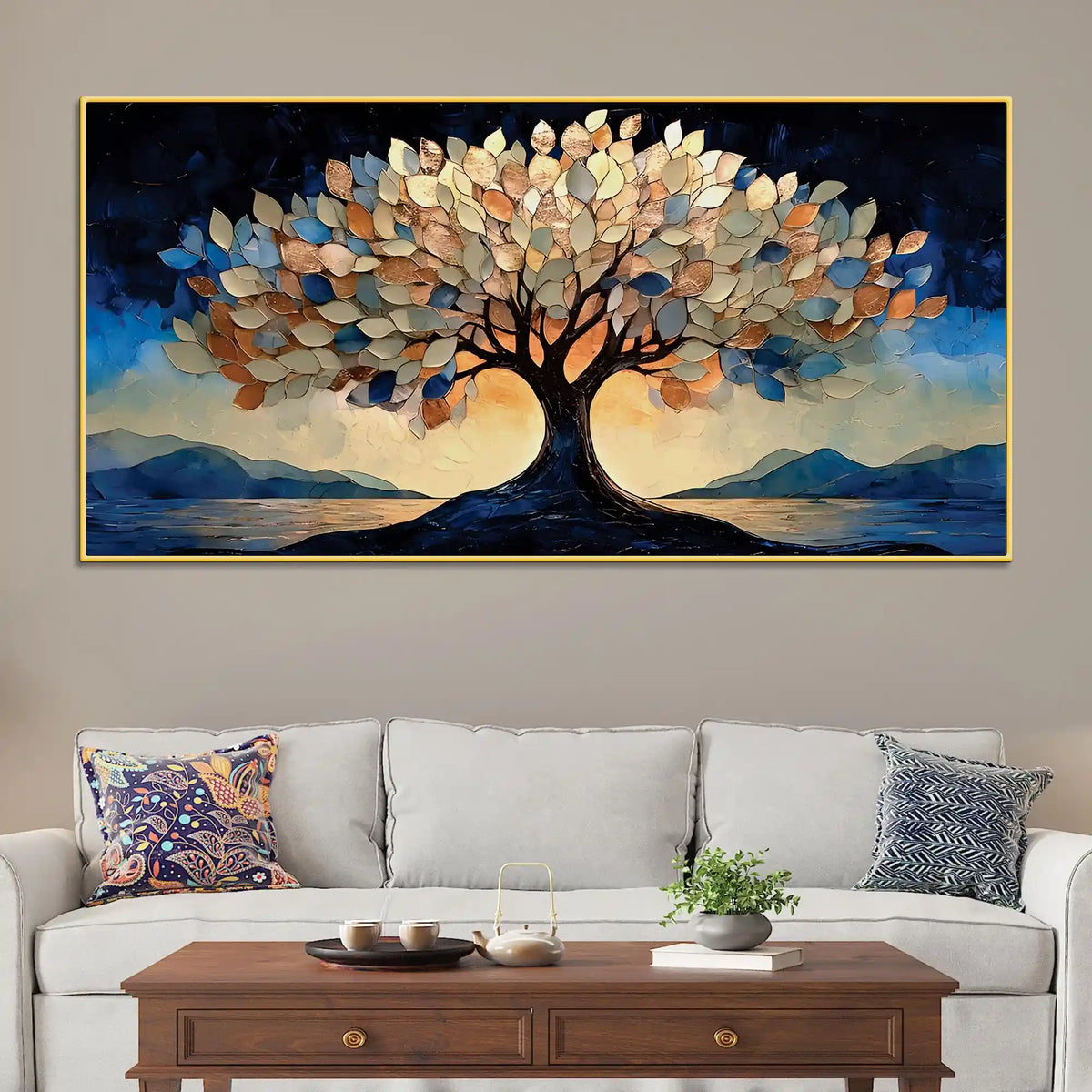 Designer Abstract Tree Canvas Wall Painting for Living Room