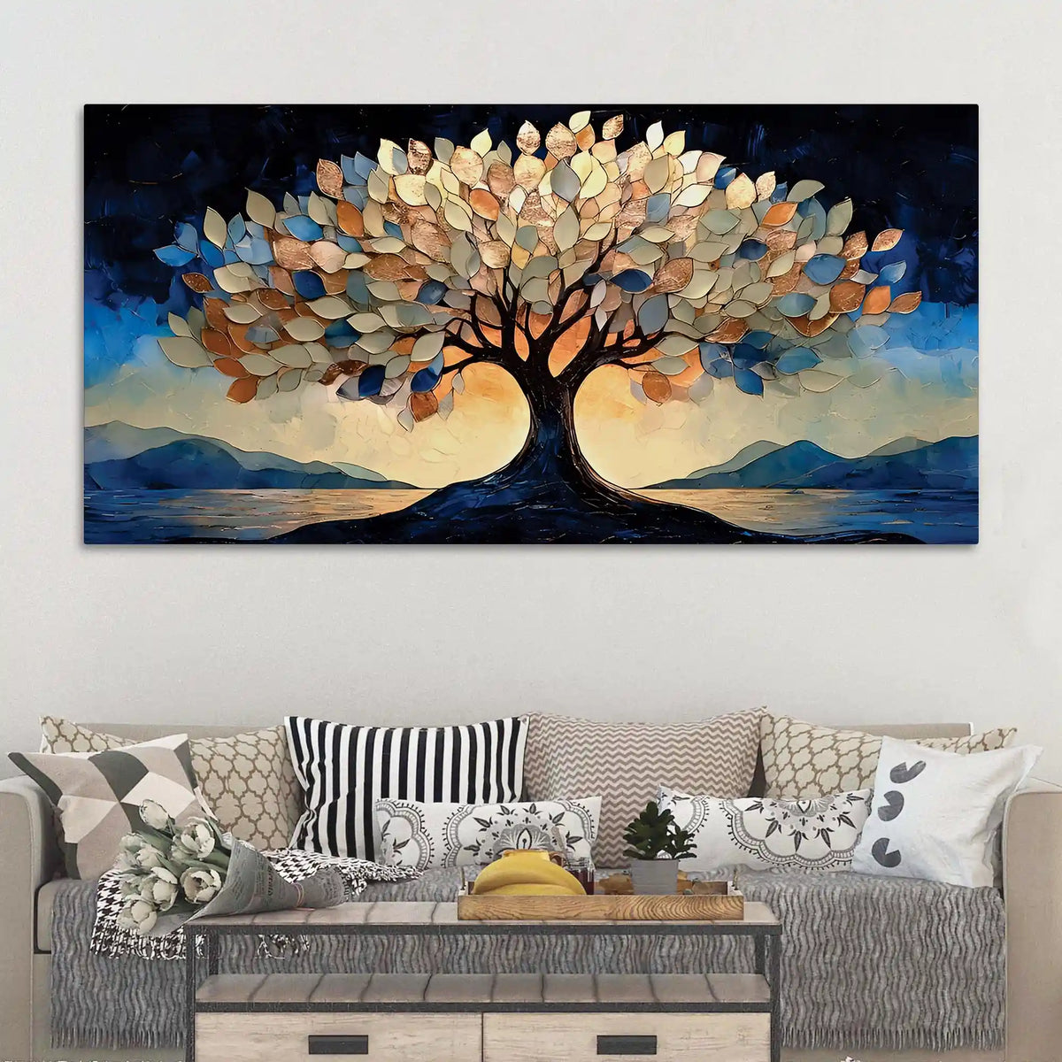 Designer Abstract Tree Canvas Wall Painting for Living Room