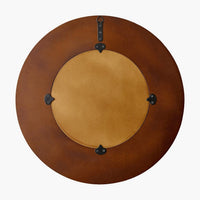 Designer Accent Mirror with Carved Wood and Black Panels