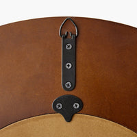 Designer Accent Mirror with Carved Wood and Black Panels