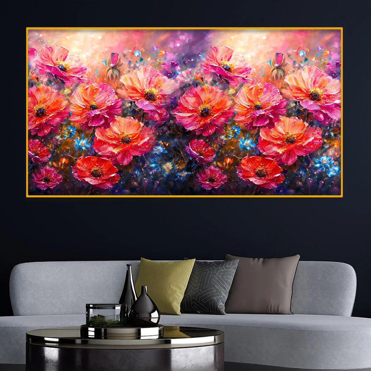 Designer Artistic Blossom Crystal Glass Wall Painting for Elegant Interior Décor
