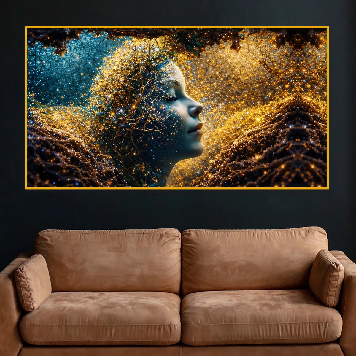Designer Artistic Female Face Crystal Glass Wall Painting for Elegant Interior Décor