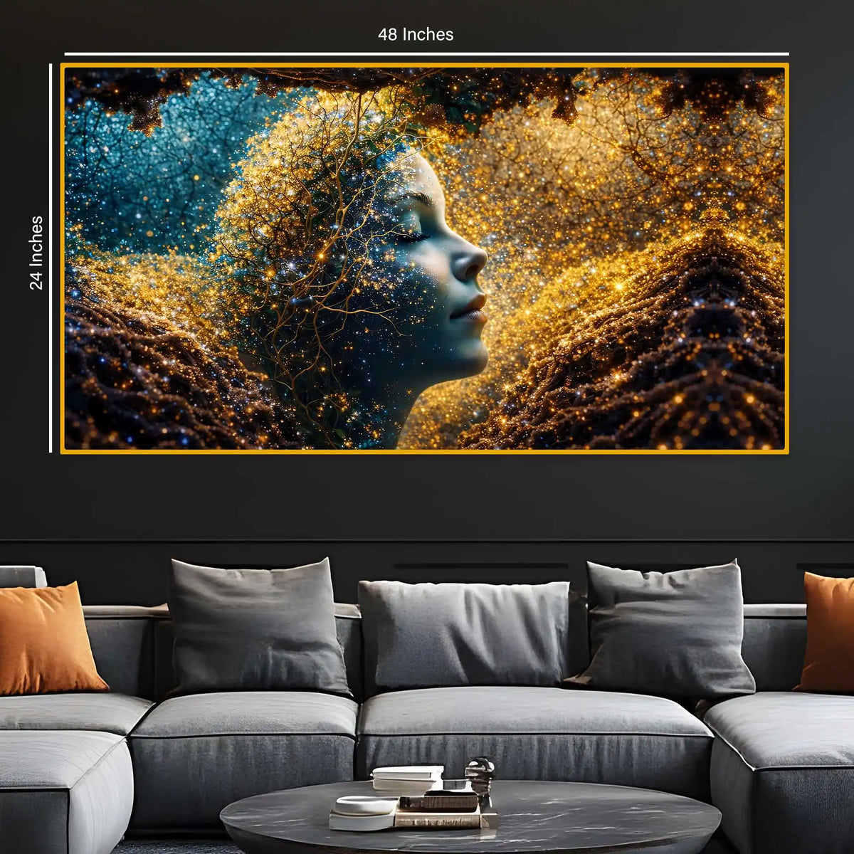 Designer Artistic Female Face Crystal Glass Wall Painting for Elegant Interior Décor