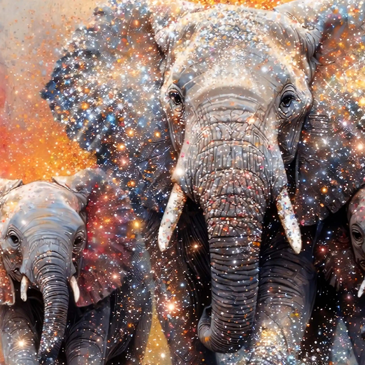 Designer Colorful Elephant Crystal Glass Wall Painting for Artistic Home Décor