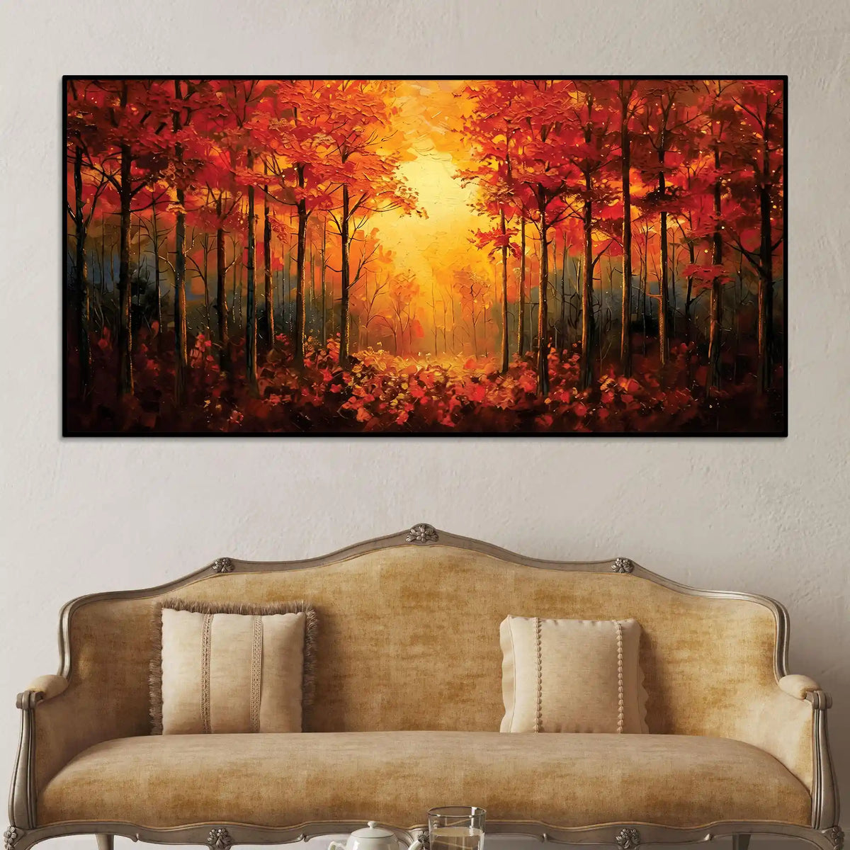 Designer Fall Trees Canvas Painting for Wall Décor