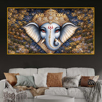 Designer Ganesh Ji Crystal Glass Wall Painting for Luxury Living Room