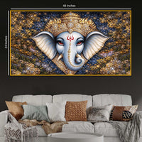Designer Ganesh Ji Crystal Glass Wall Painting for Luxury Living Room