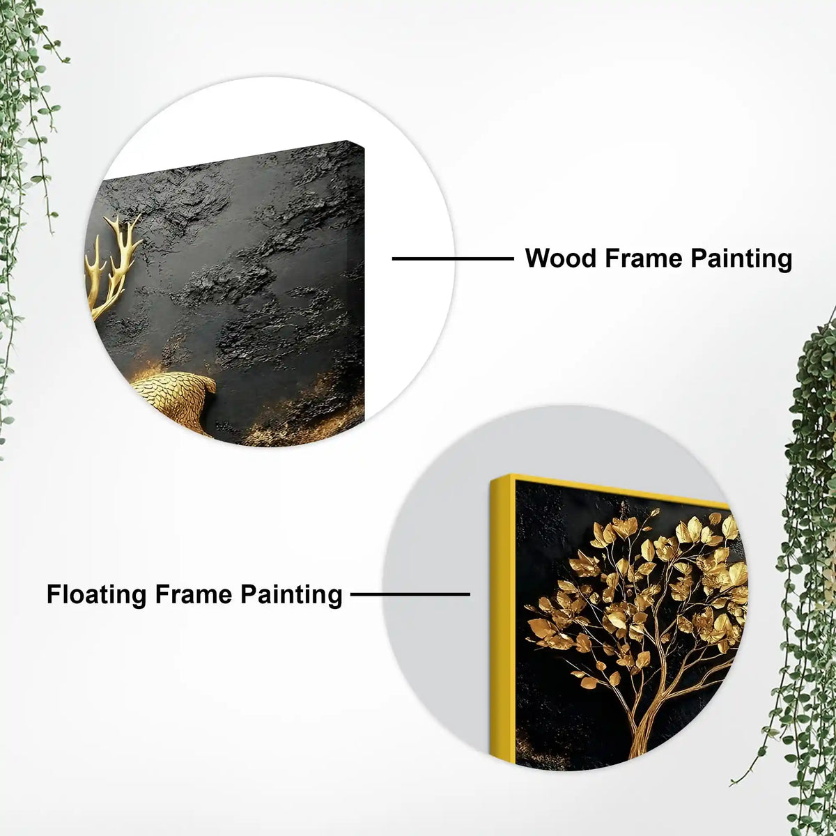 Designer Golden Deer Canvas Painting for Wall Décor