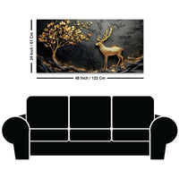 Designer Golden Deer Canvas Painting for Wall Décor