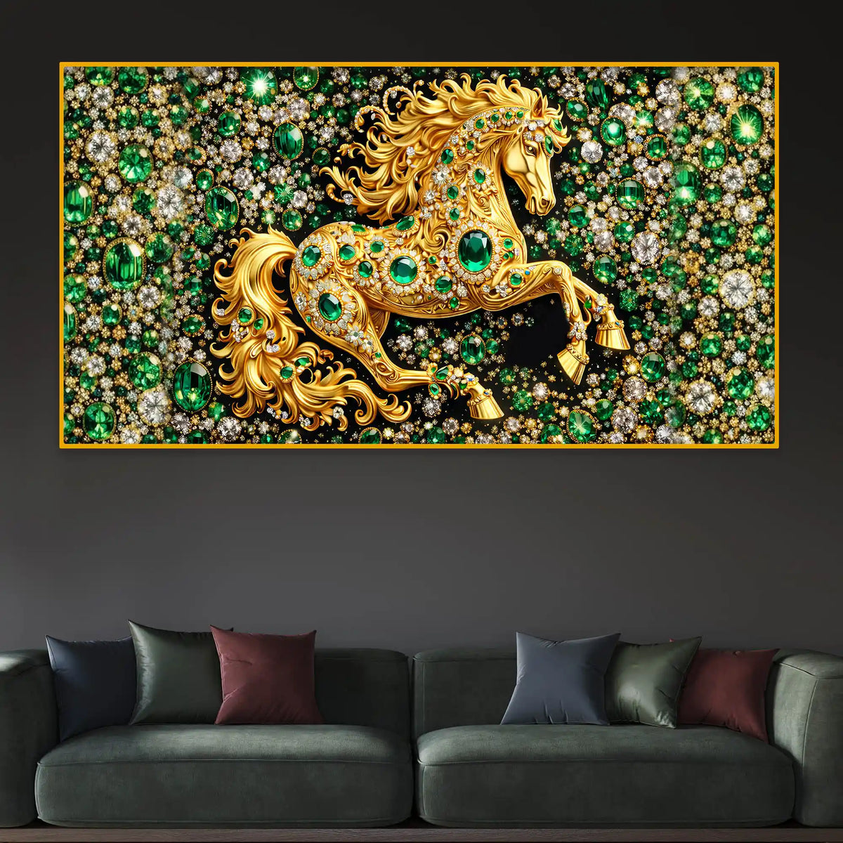 Designer Horse Crystal Glass Wall Painting