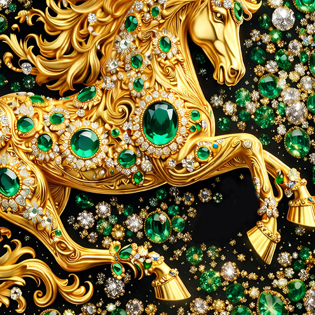Designer Horse Crystal Glass Wall Painting