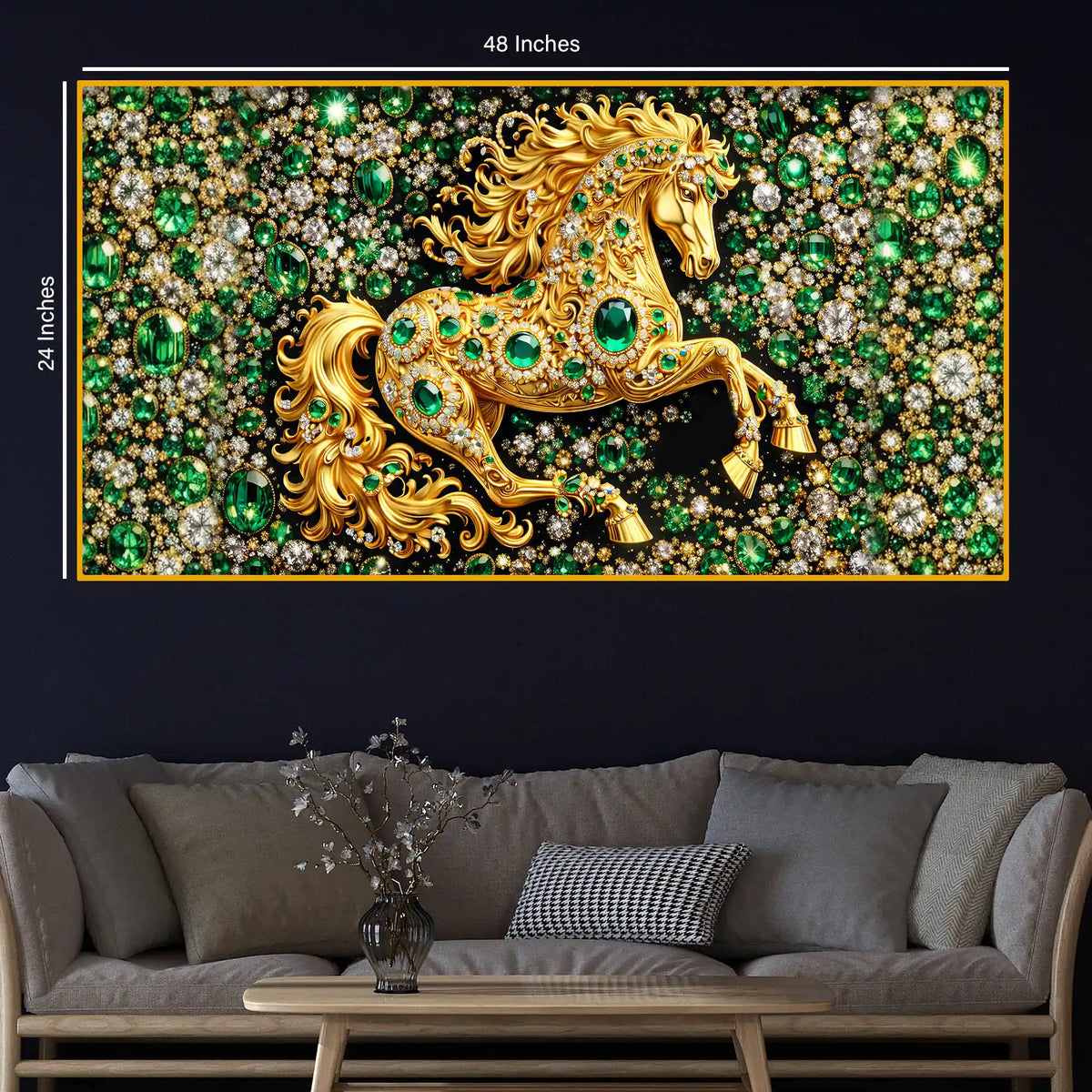 Designer Horse Crystal Glass Wall Painting