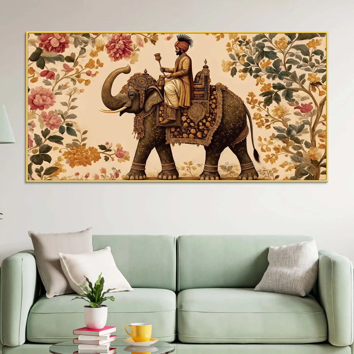 Designer Indian Elephant Canvas Wall Art Royal Painting