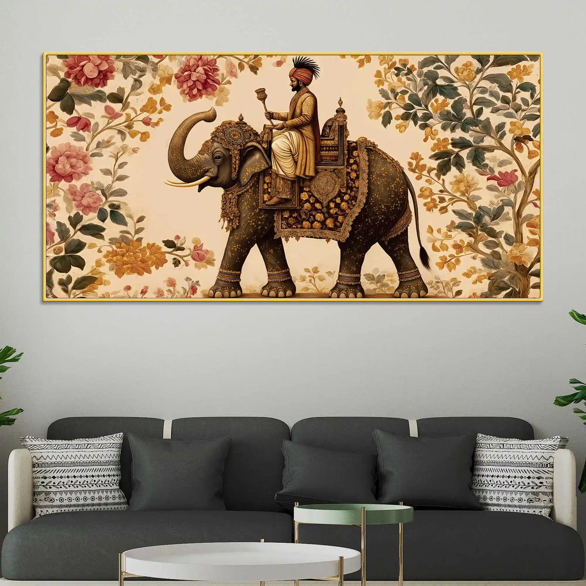 Designer Indian Elephant Canvas Wall Art Royal Painting