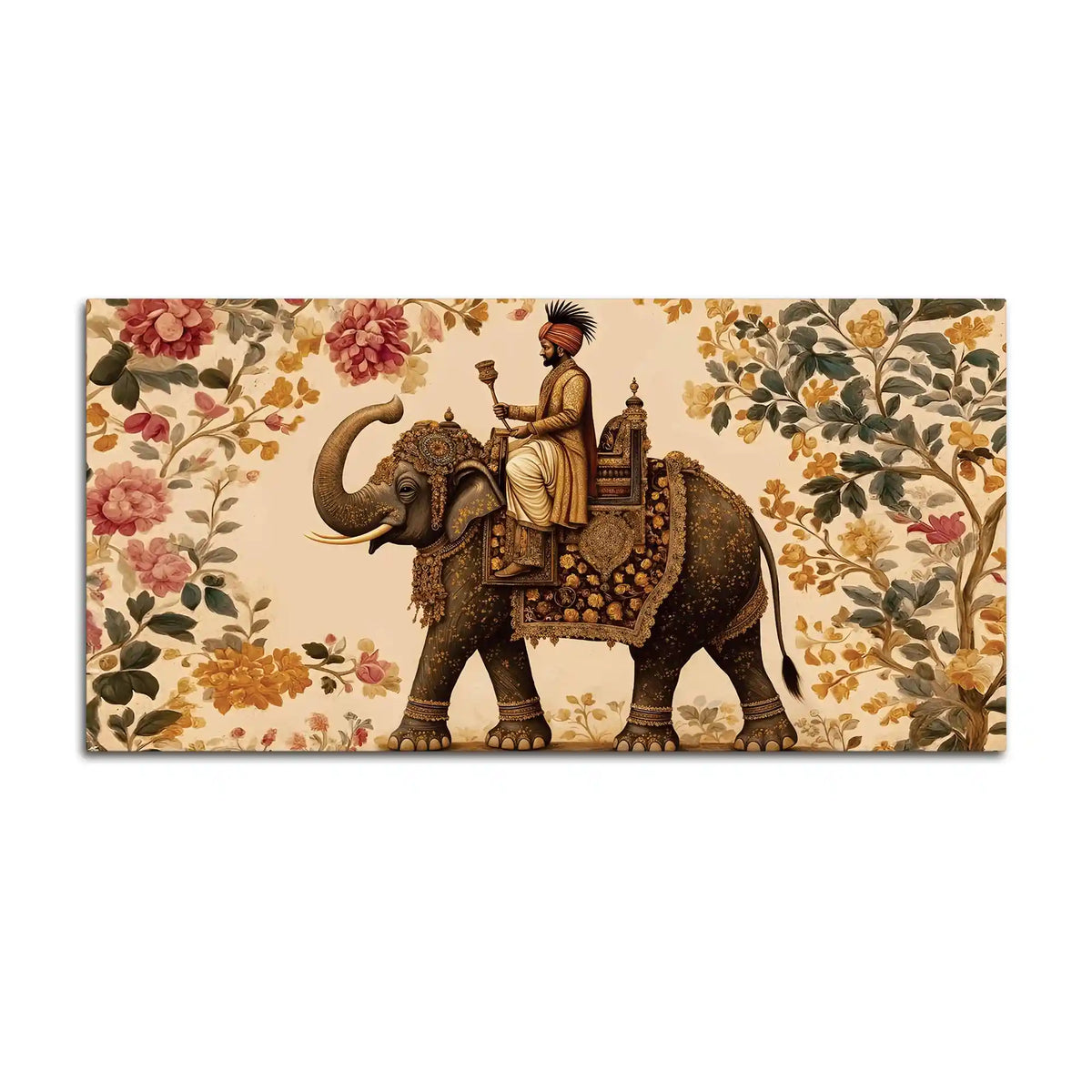 Designer Indian Elephant Canvas Wall Art Royal Painting