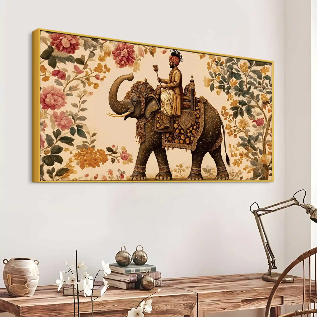 Designer Indian Elephant Canvas Wall Art Royal Painting
