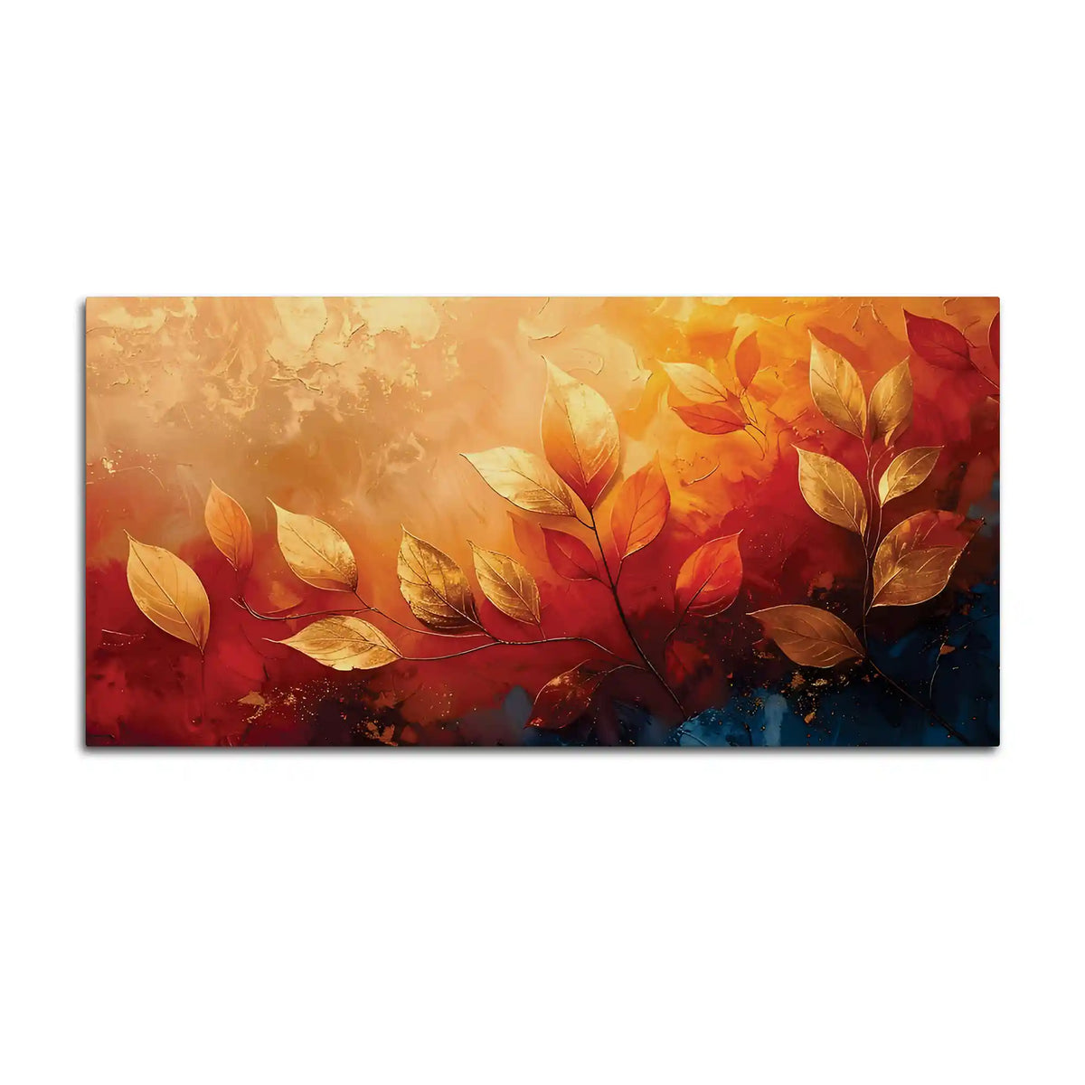 Designer Leaves Canvas Painting for Living Room Wall Decor