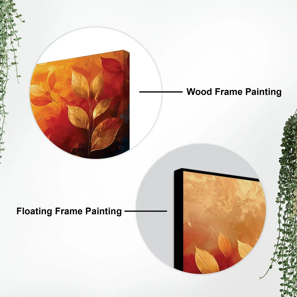 Designer Leaves Canvas Painting for Living Room Wall Decor