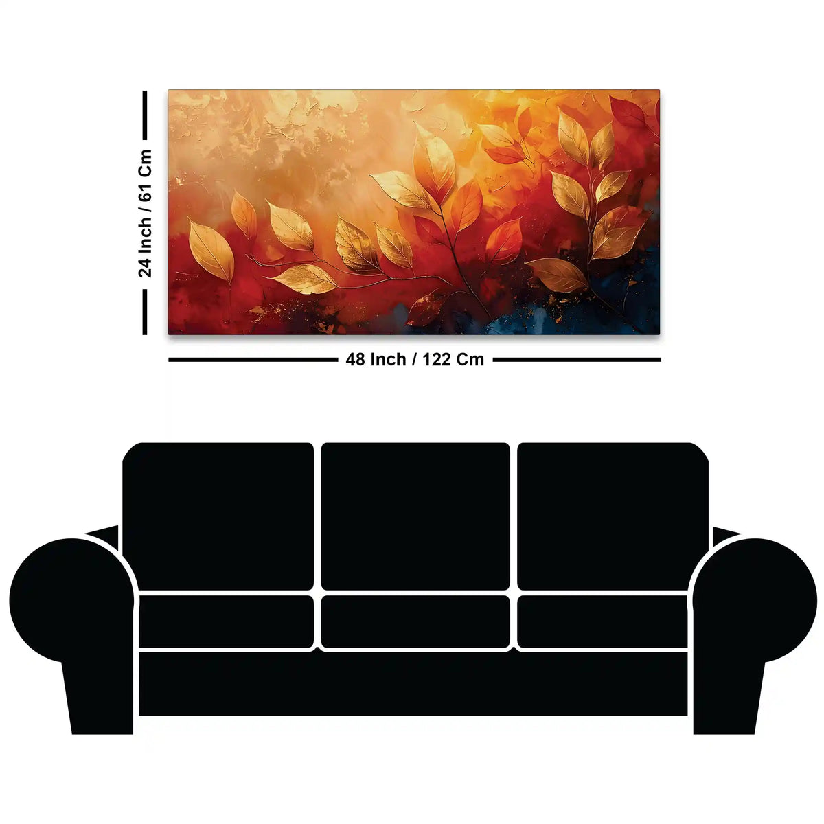 Designer Leaves Canvas Painting for Living Room Wall Decor