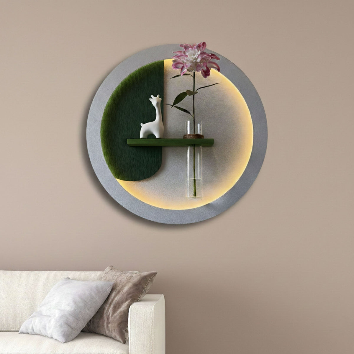 Designer LED Wall Art Panel with Floating Vase Holder
