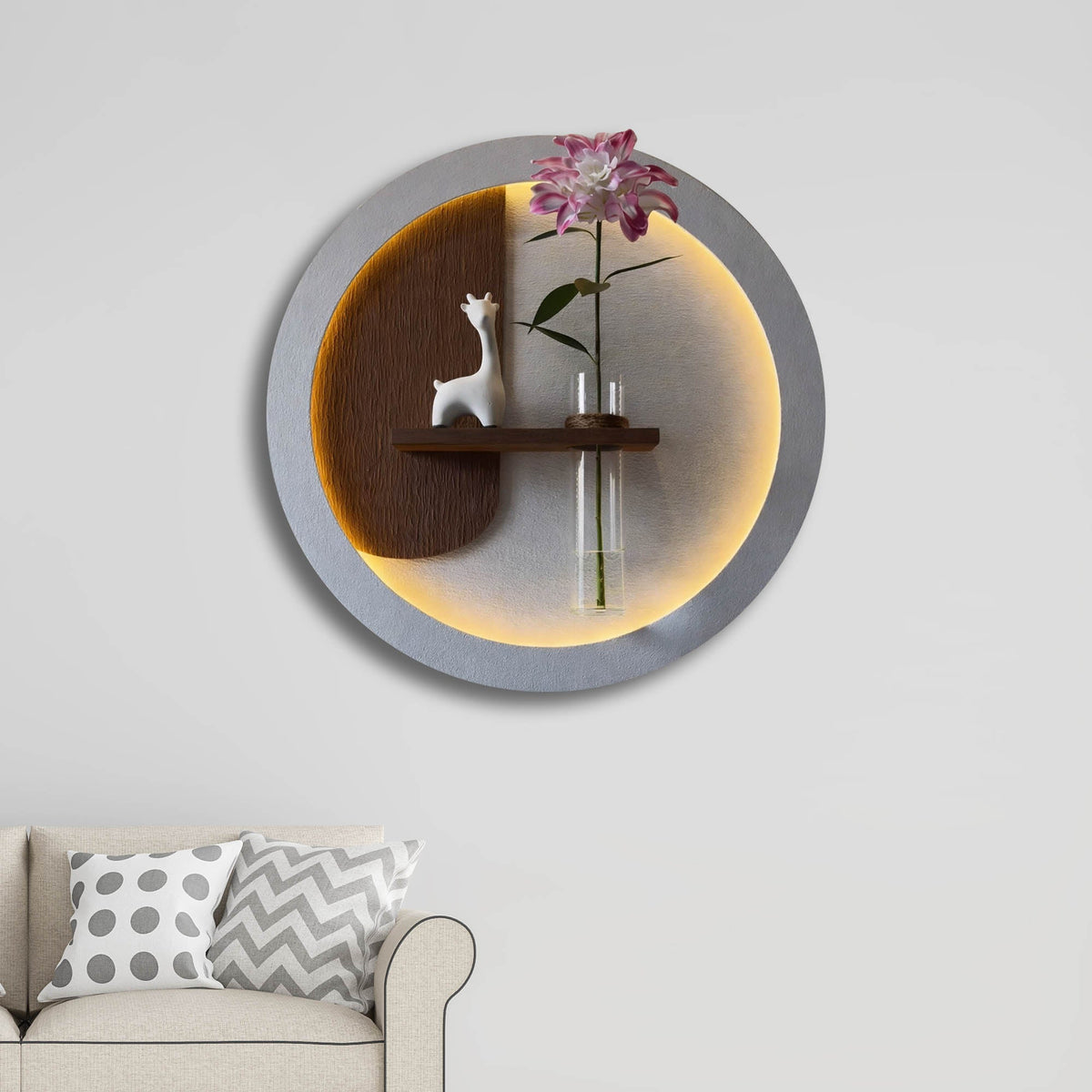 Designer LED Wall Art Panel with Floating Vase Holder