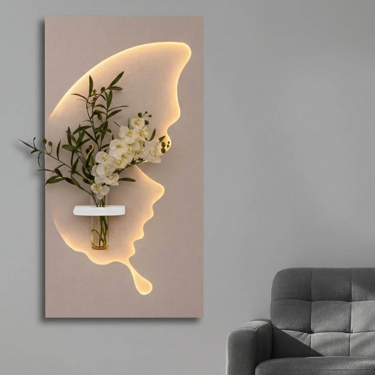 Designer Light Form Wall Art with Floral Insert