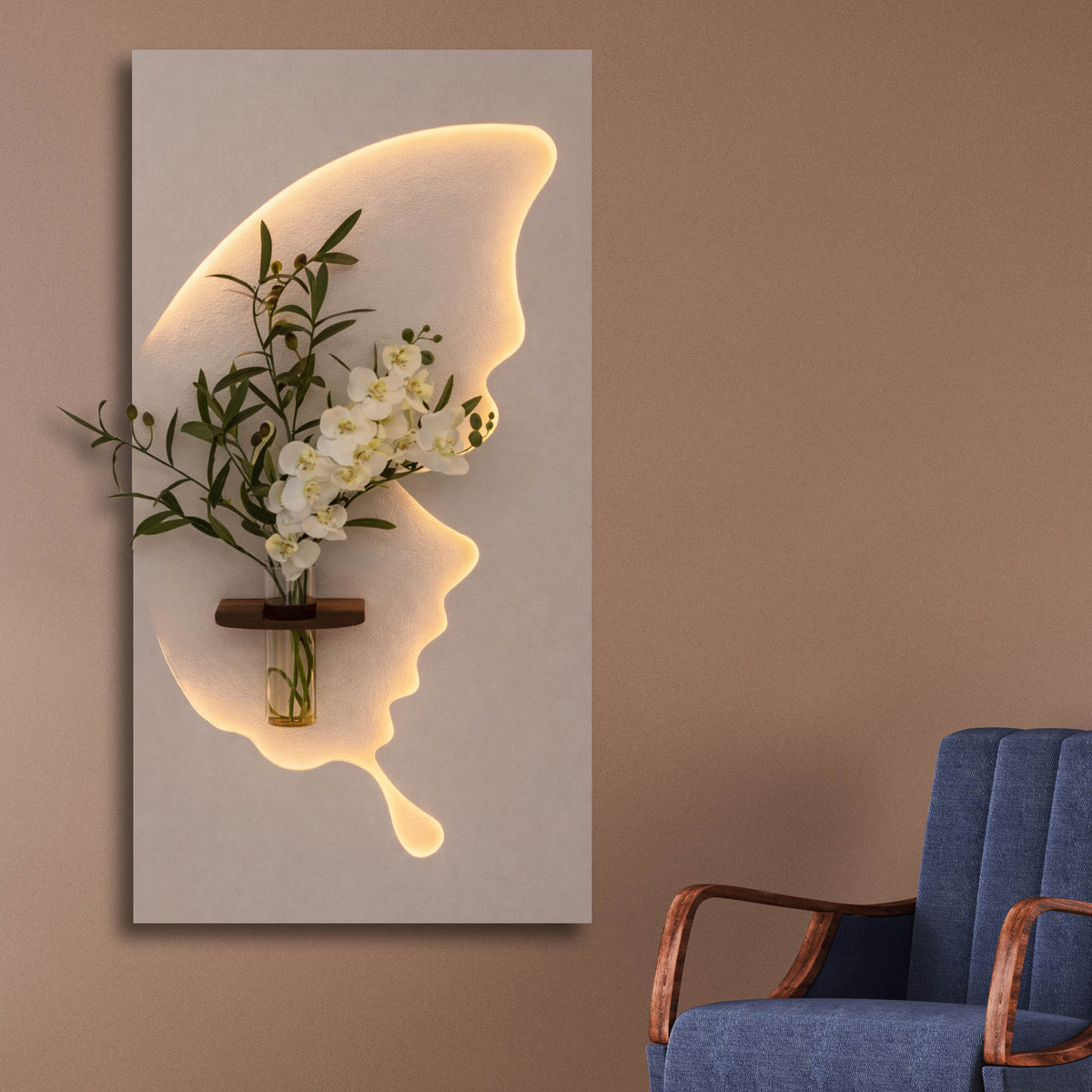 Designer Light Form Wall Art with Floral Insert