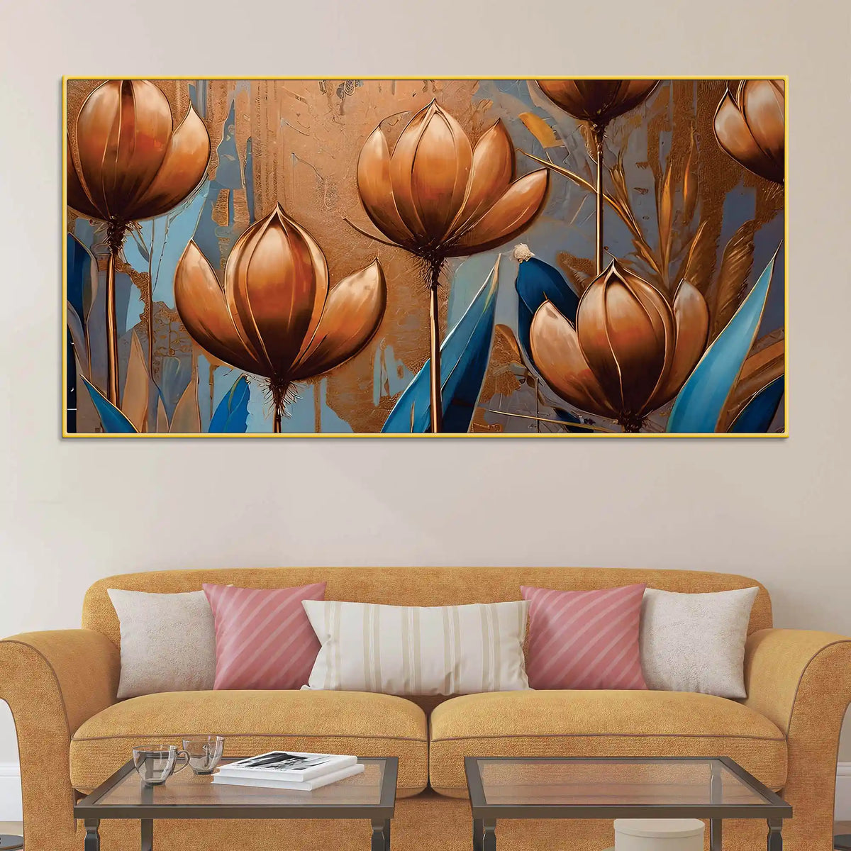 Designer Lotus Flower Canvas Painting for Modern Home