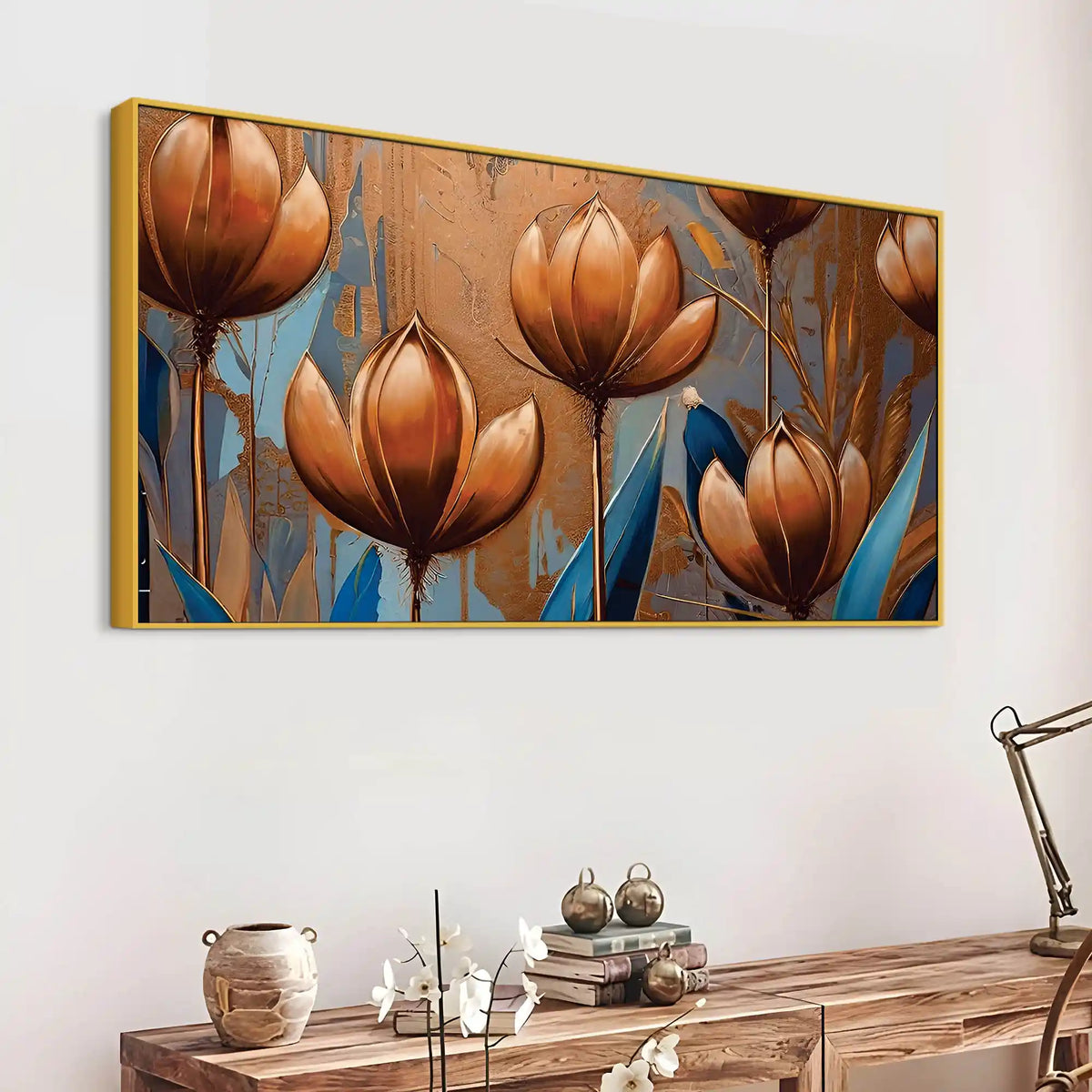 Designer Lotus Flower Canvas Painting for Modern Home
