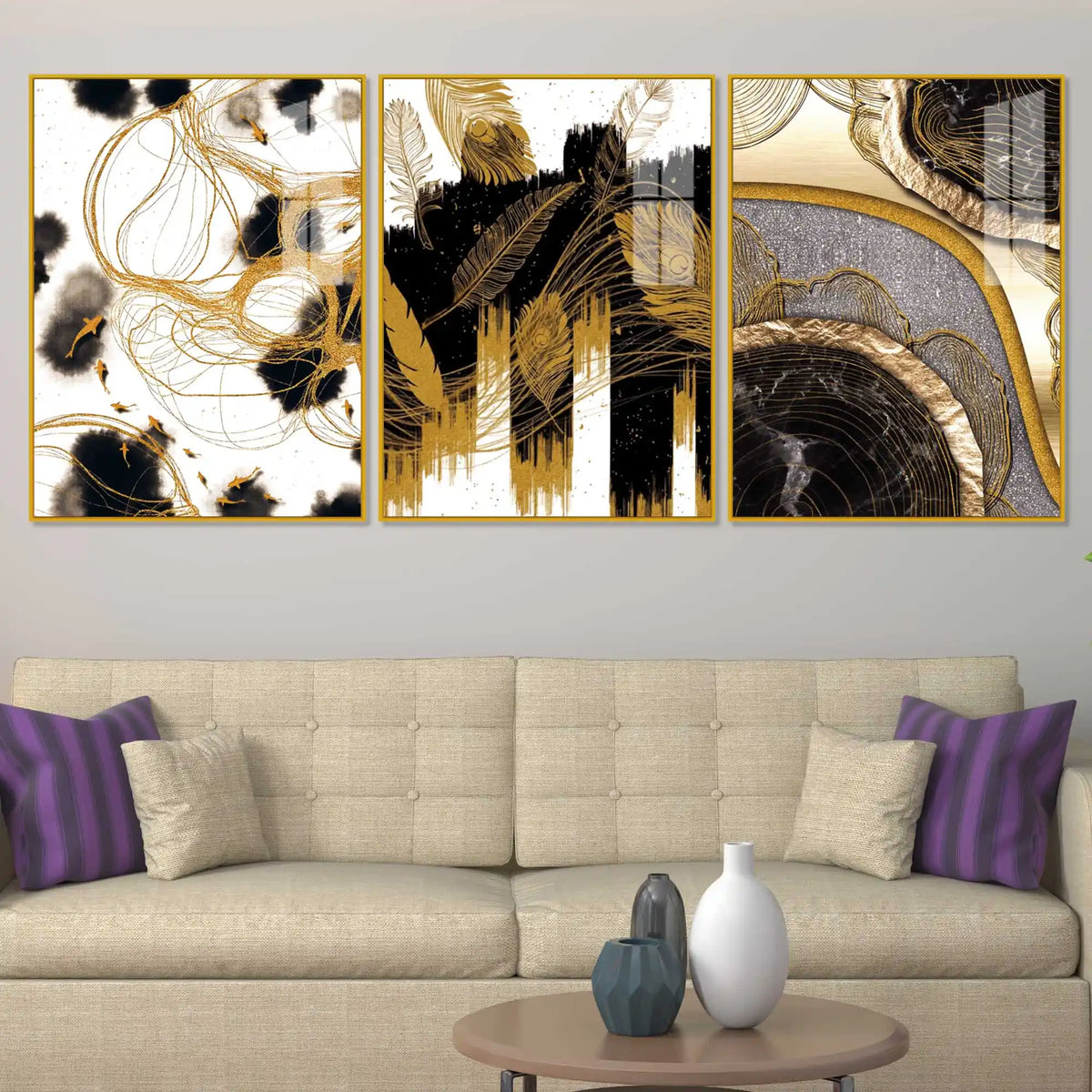 Designer Luxury Textured Acrylic Wall Art Painting Set of 3
