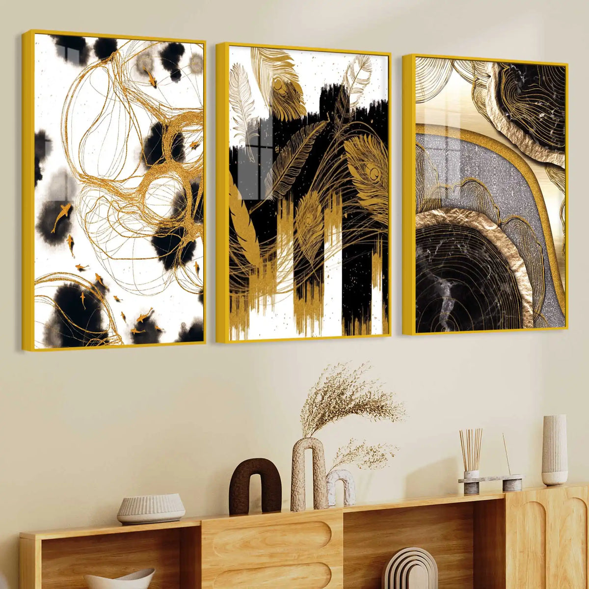 Designer Luxury Textured Acrylic Wall Art Painting Set of 3