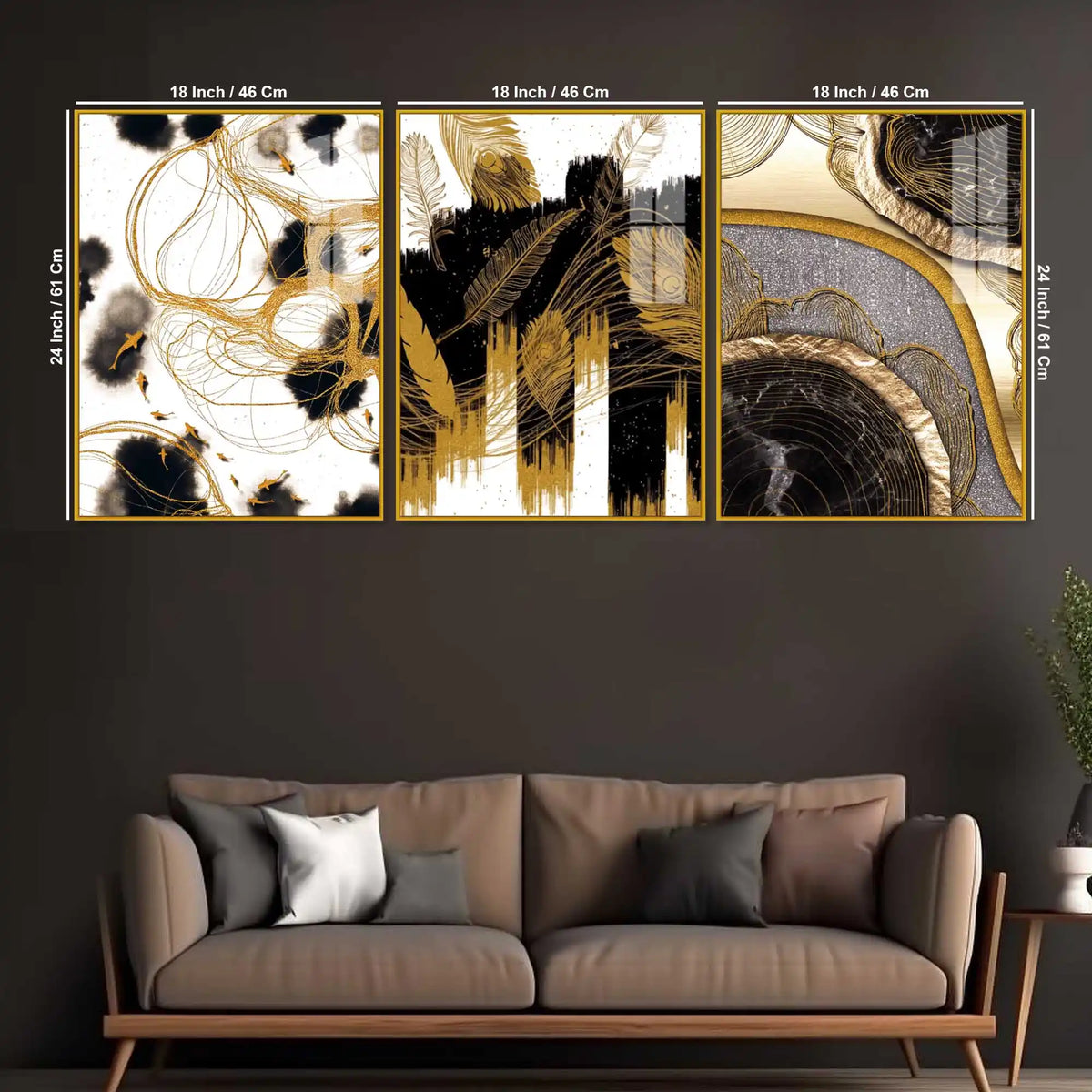 Designer Luxury Textured Acrylic Wall Art Painting Set of 3