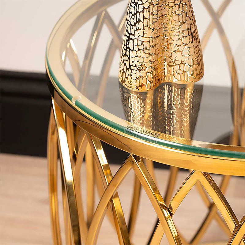 Designer Metallic Cage Pattern with Golden Metal Finish