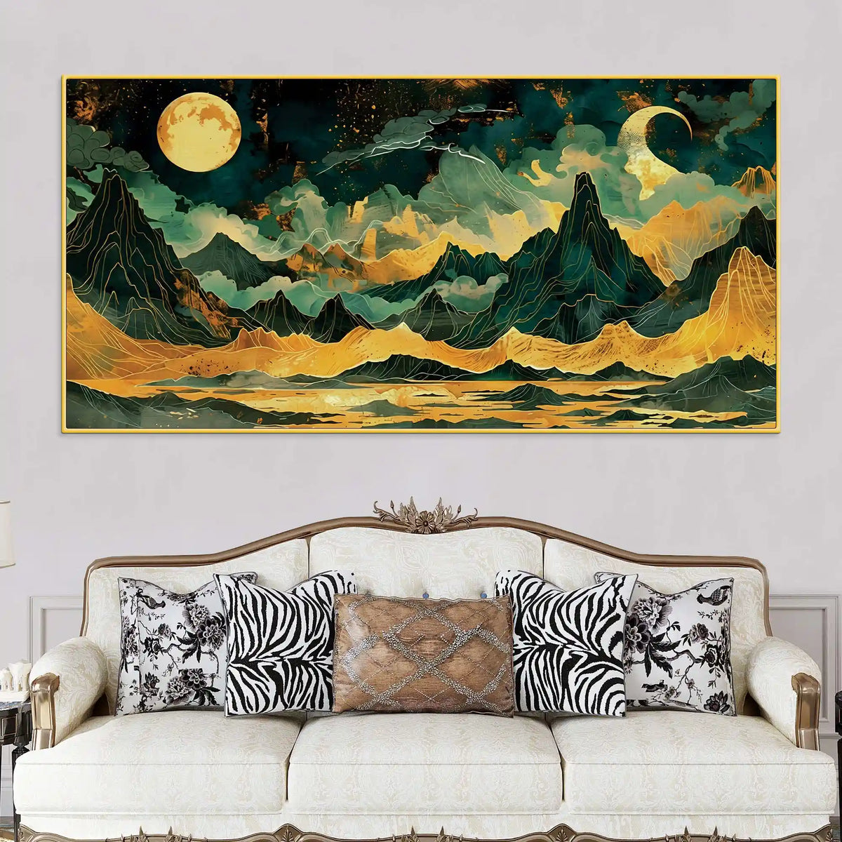 Designer Moonlit Mountain Canvas Painting