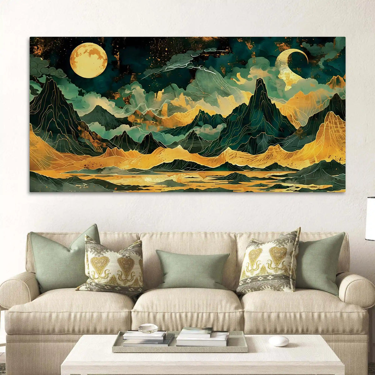 Designer Moonlit Mountain Canvas Painting
