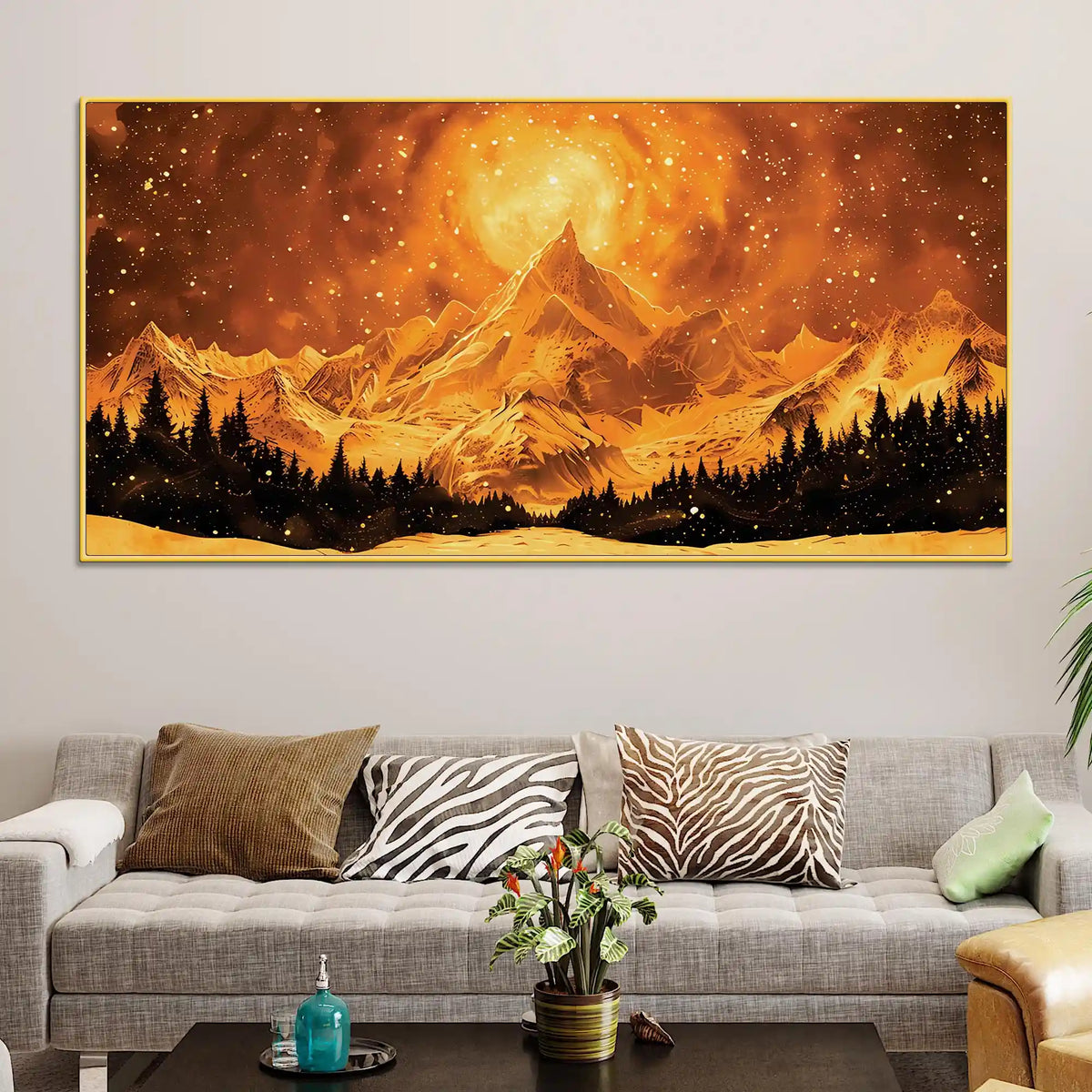 Designer Mountain Sunset Canvas Painting